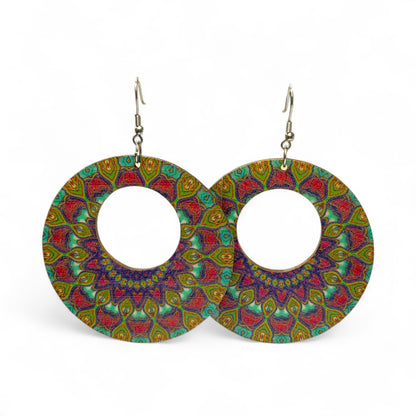 Boho Style Double Sided Wooden Earrings – Handmade Lightweight Jewellery