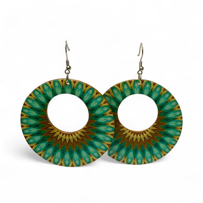 Boho Style Double Sided Wooden Earrings – Handmade Lightweight Jewellery