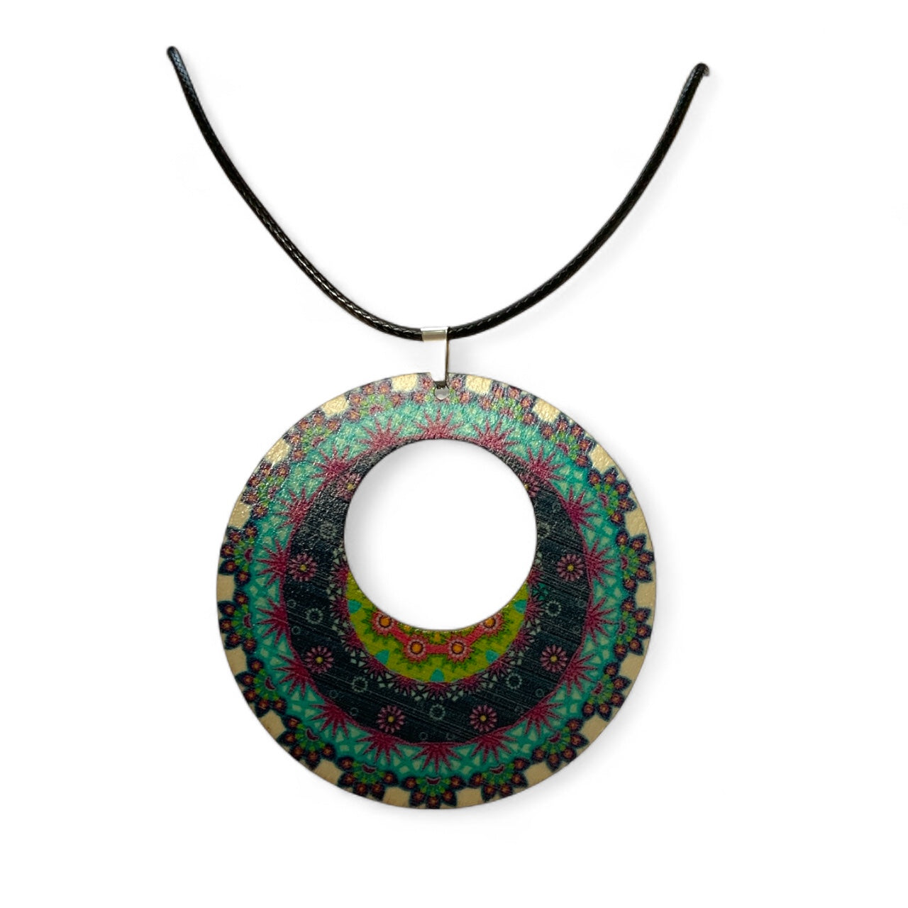 Boho Wooden Necklace & Earrings Set – Style 5, Handmade Matching Printed Wood Jewellery