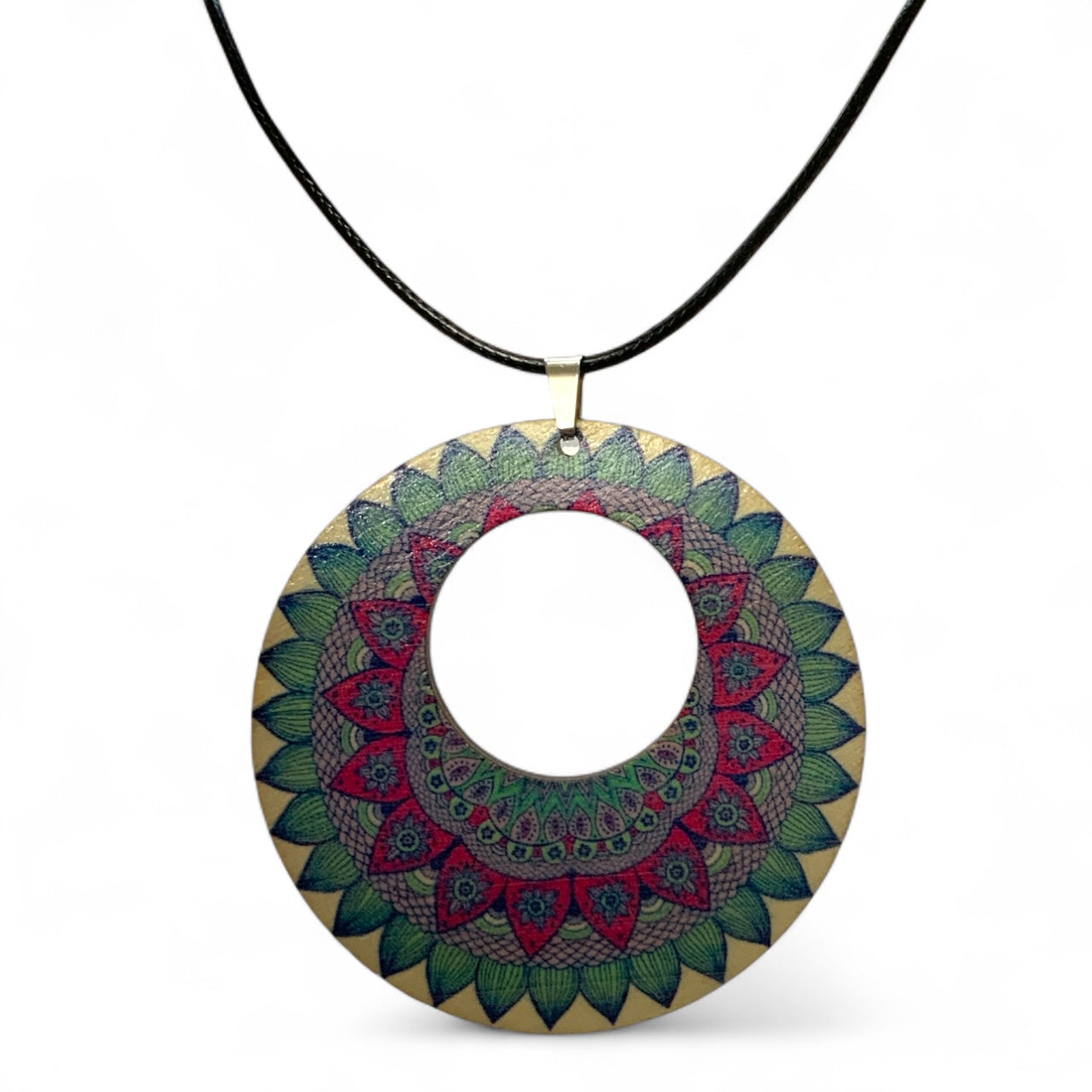 Boho Wooden Necklace & Earrings Set – Style 7, Handmade Matching Printed Wood Jewellery