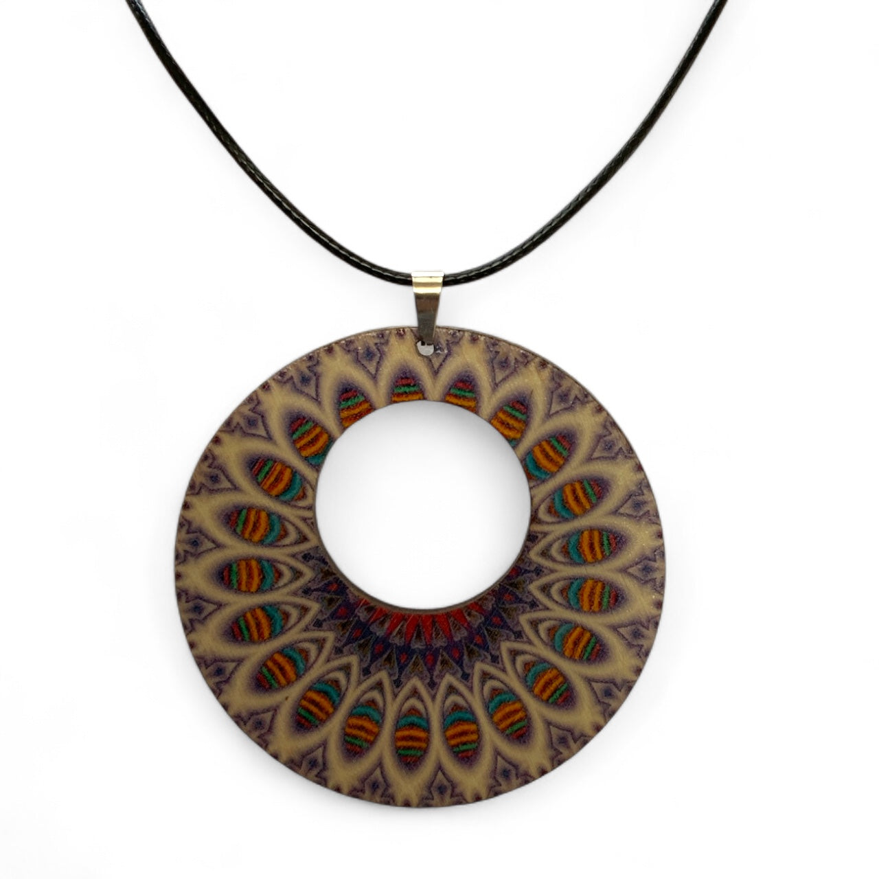 Boho Wooden Necklace & Earrings Set – Style 1, Handmade Matching Printed Wood Jewellery