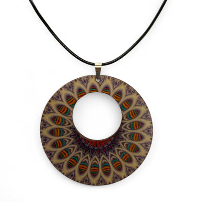 Boho Wooden Necklace & Earrings Set – Style 1, Handmade Matching Printed Wood Jewellery