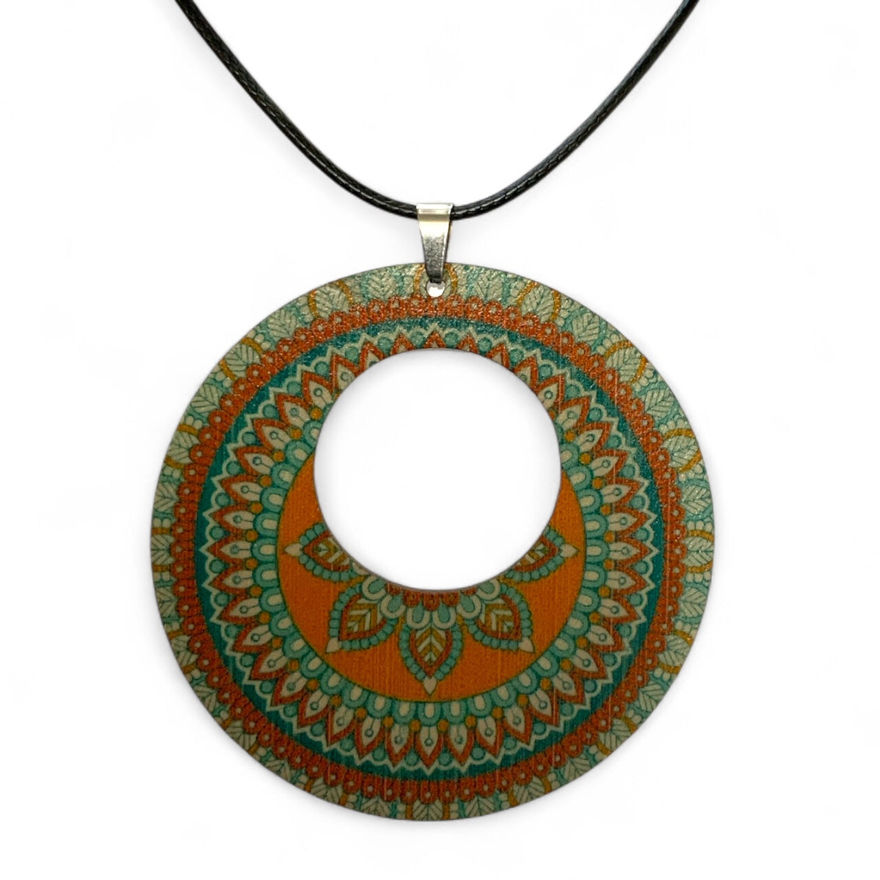 Boho Wooden Necklace & Earrings Set – Style 11, Handmade Matching Printed Wood Jewellery
