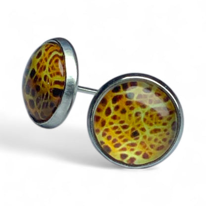 Wild Animal Print Stud Earrings, Handmade Everyday Statement Studs Jaguar