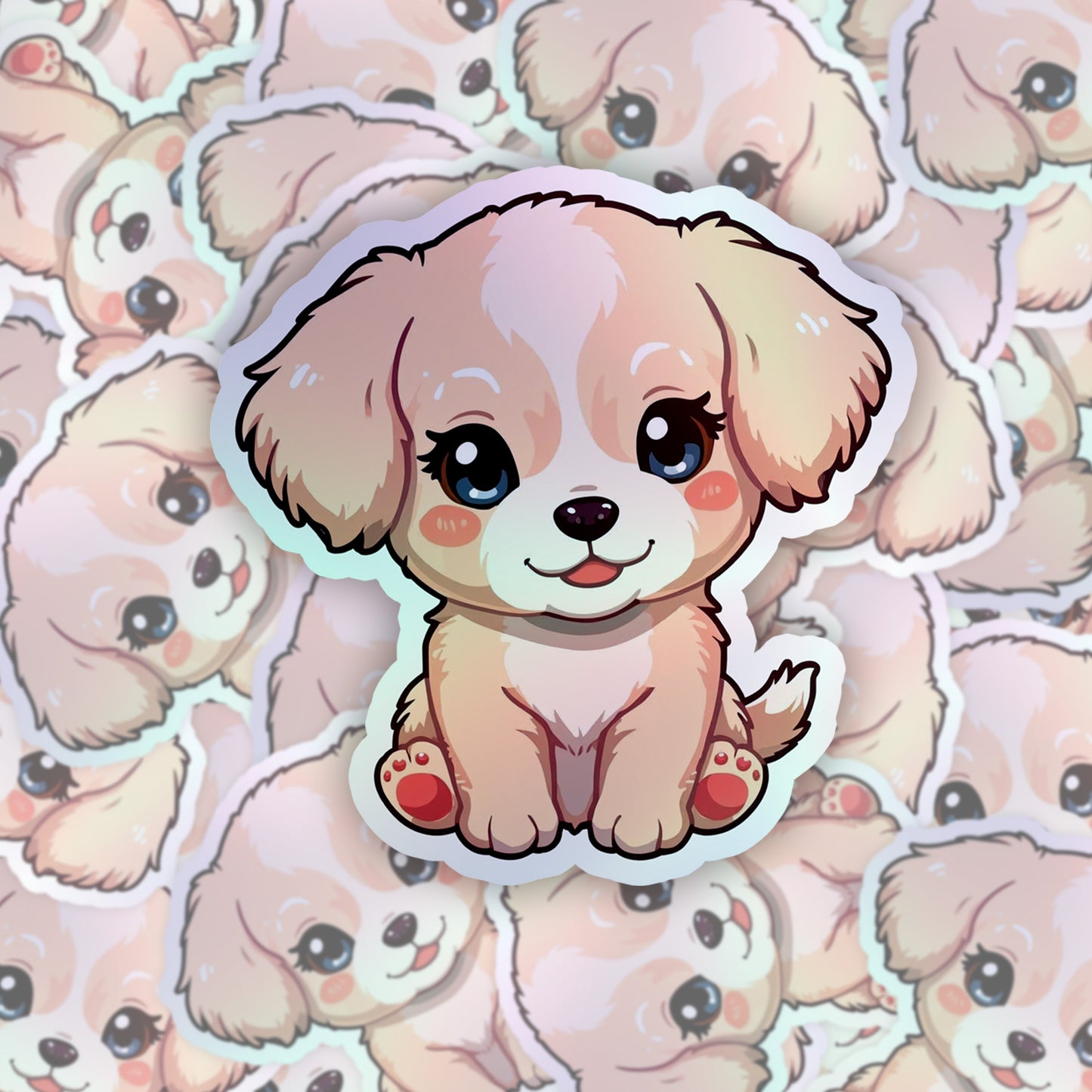Kawaii Puppy Rainbow Set | Cute Dog | Holographic Foil | Kiss-Cut Sticker