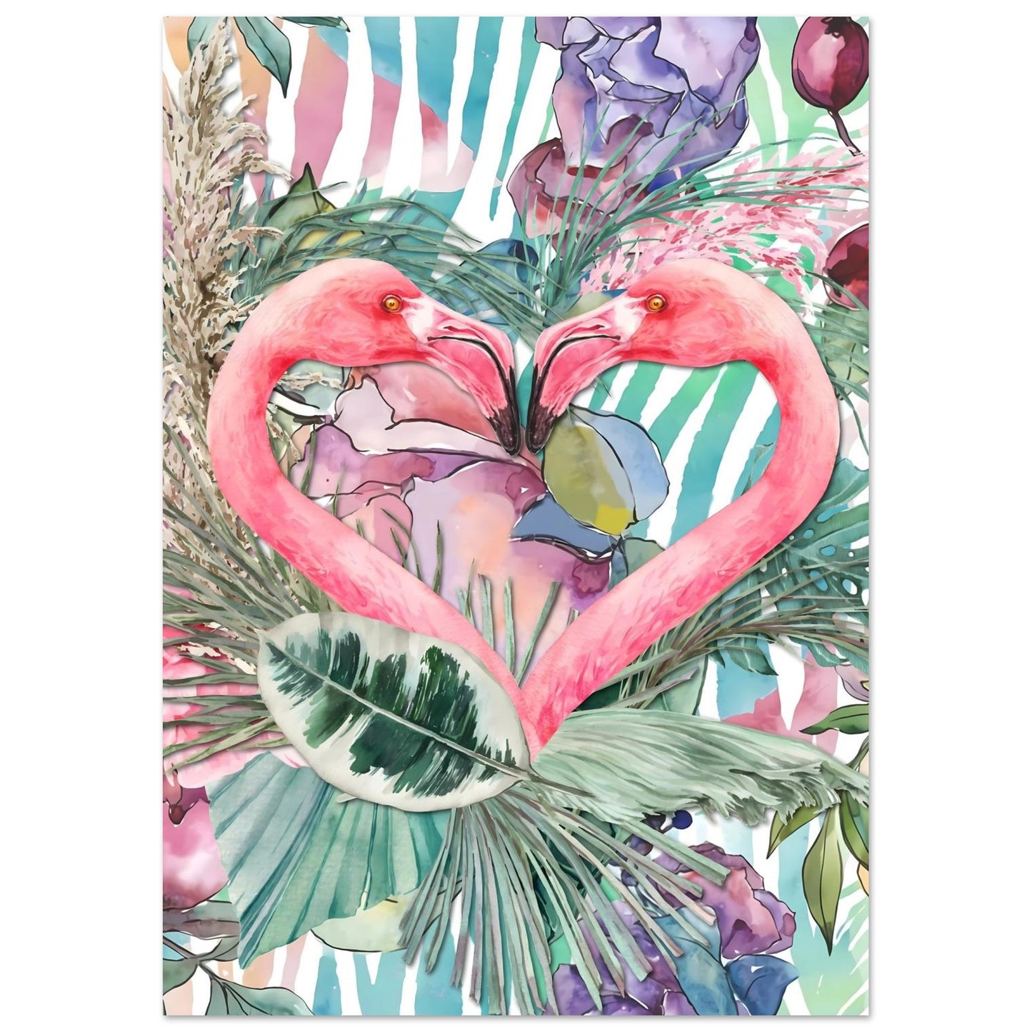 Flamingo Love Tropical Wall Art Poster A3 (29.7 x 42 cm)