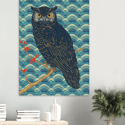 Night Watch Owl Japanese Art Wall Poster