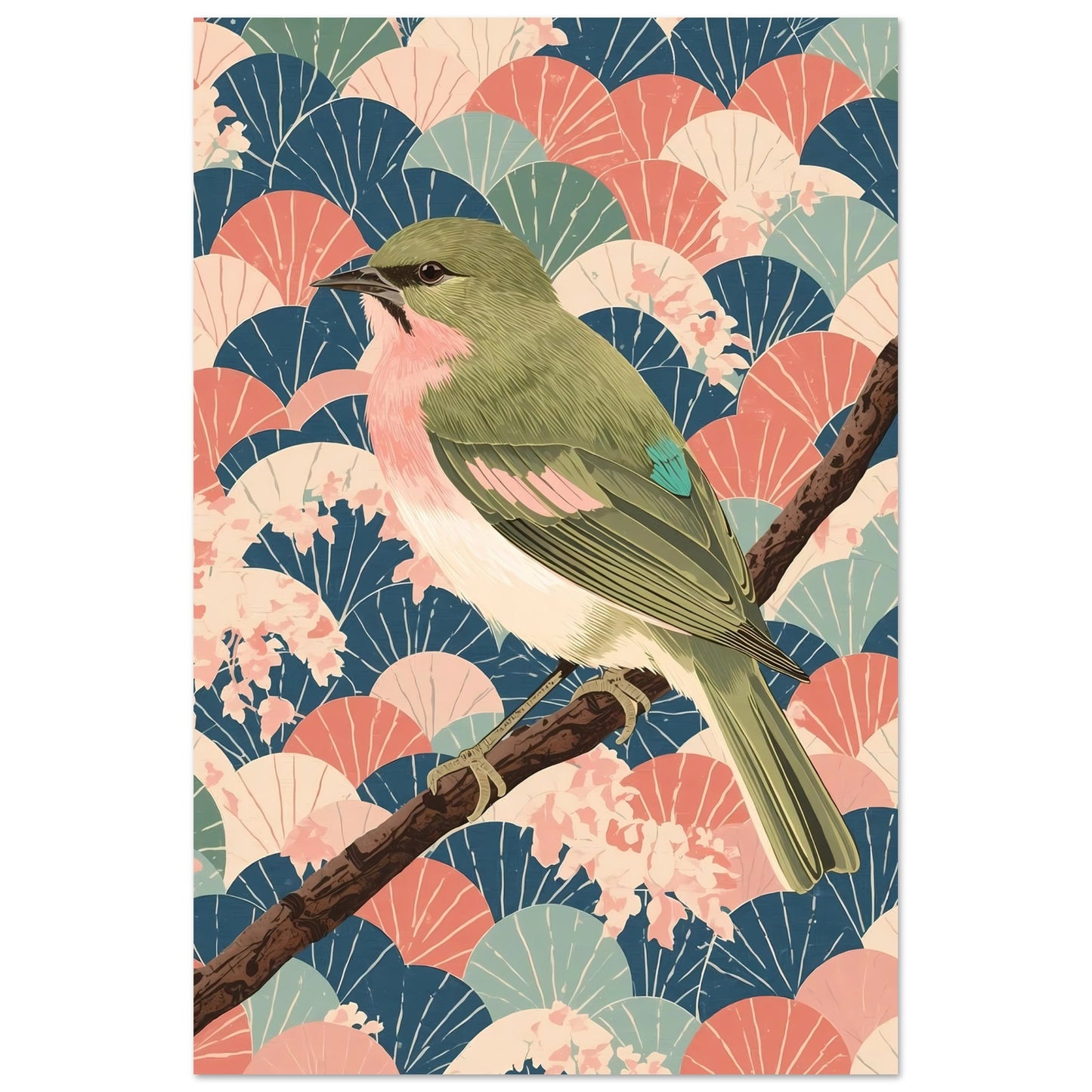 Songbird Serenity Japanese Art Wall Poster 60x90 cm 24x36″