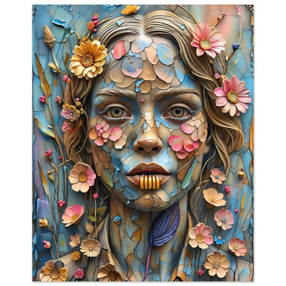 Bloom & Fracture Surreal Portrait Wall Art Poster 40x50 cm 16x20″