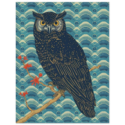 Night Watch Owl Japanese Art Wall Poster 27x35 cm 11x14″