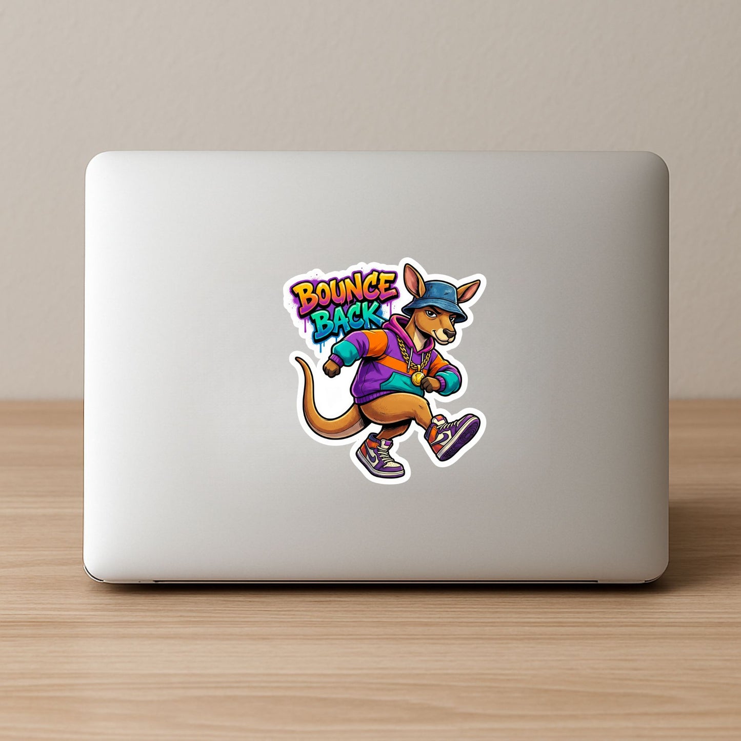 Bounce Back Streetwear Kangaroo | 90s Hip Hop | White Vinyl | Die-Cut Sticker