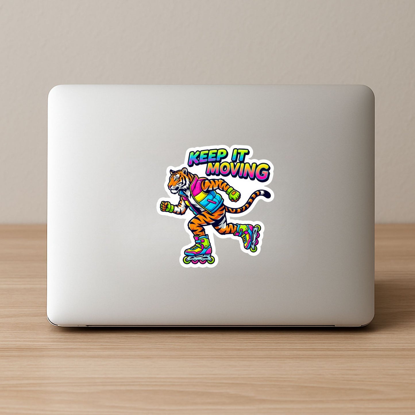 Keep It Moving Rollerblade Tiger | 90s Skater | White Vinyl | Die-Cut Sticker