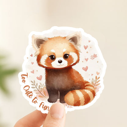 Too Cute to Function Red Panda | Kawaii Animal | White Vinyl | Die-Cut Sticker