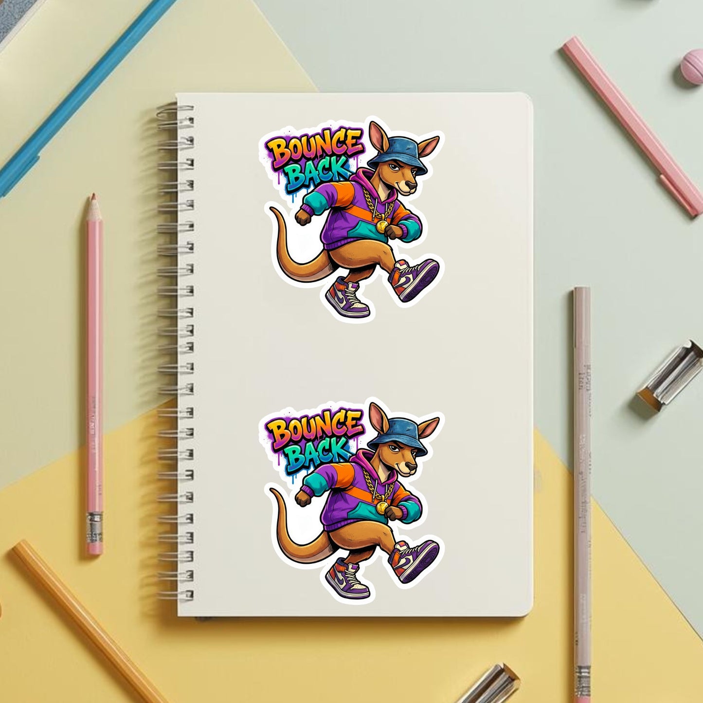 Bounce Back Streetwear Kangaroo | 90s Hip Hop | White Vinyl | Die-Cut Sticker