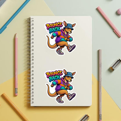 Bounce Back Streetwear Kangaroo | 90s Hip Hop | White Vinyl | Die-Cut Sticker