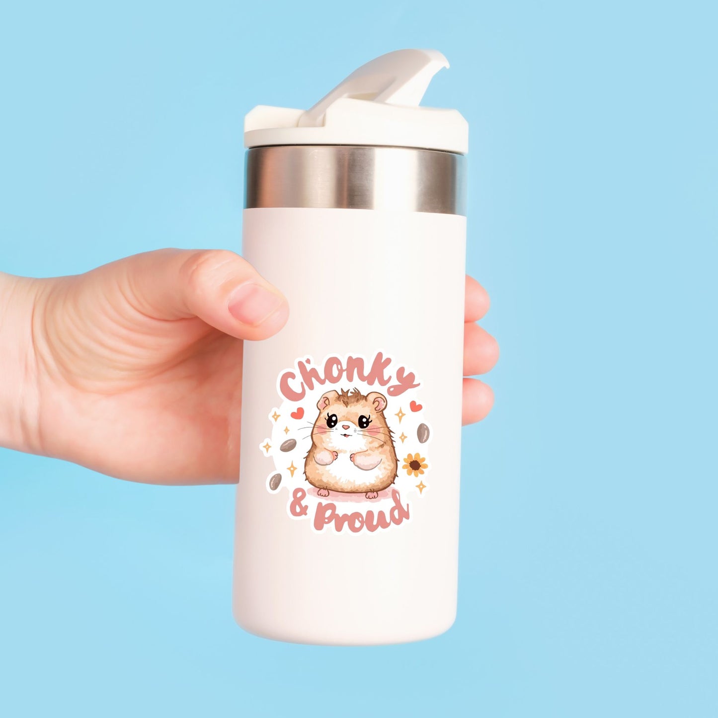 Chonky & Proud Hamster | Body Positive | White Vinyl | Die-Cut Sticker